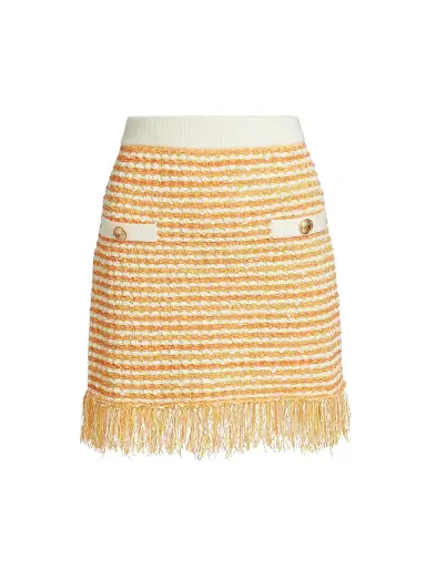 Milly Women's Kali Textured Fringe Knit Miniskirt - Orange Yellow Multi | Thumbnail 1 Milly Women's Kali Textured Fringe Knit Miniskirt - Orange Yellow Multi | Thumbnail 1