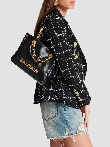 Balmain Women's 1945 Soft Cabas Crinkled Leather Bag - Noir | Thumbnail 2 Balmain Women's 1945 Soft Cabas Crinkled Leather Bag - Noir | Thumbnail 2