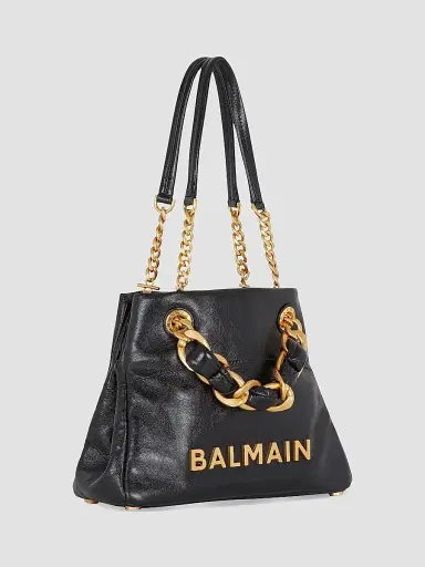 Balmain Women's 1945 Soft Cabas Crinkled Leather Bag - Noir | Thumbnail 4 Balmain Women's 1945 Soft Cabas Crinkled Leather Bag - Noir | Thumbnail 4