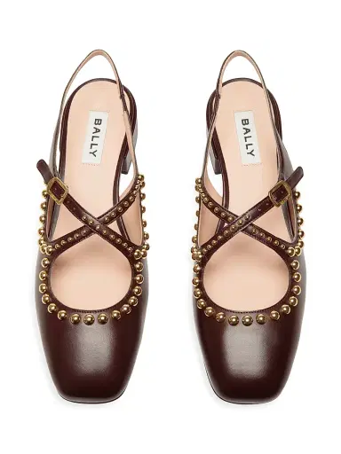 Bally Women's Blariska 30MM Studded Leather Slingback Pumps - Bitter | Thumbnail 4 Bally Women's Blariska 30MM Studded Leather Slingback Pumps - Bitter | Thumbnail 4