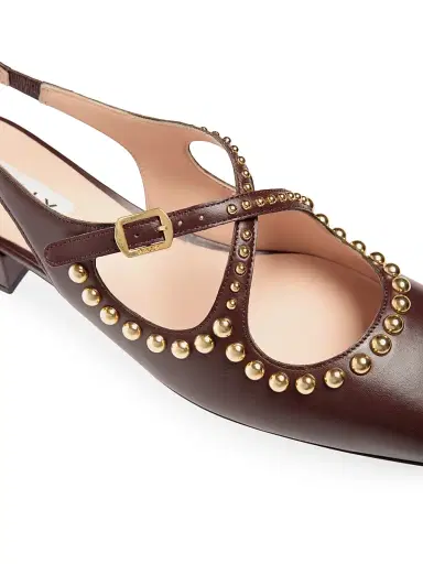 Bally Women's Blariska 30MM Studded Leather Slingback Pumps - Bitter | Thumbnail 5 Bally Women's Blariska 30MM Studded Leather Slingback Pumps - Bitter | Thumbnail 5
