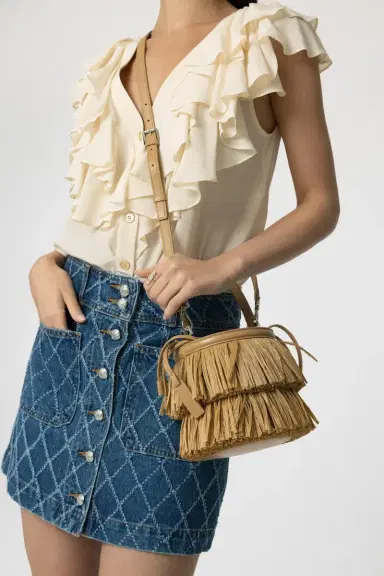 Michael Kors Collection Mini Ischia Bucket Bag - Natural | Thumbnail 2 Michael Kors Collection Mini Ischia Bucket Bag - Natural | Thumbnail 2