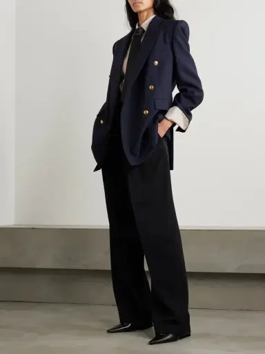 Saint Laurent Oversized Double-breasted Grain De Poudre Wool Blazer | Thumbnail 2 Saint Laurent Oversized Double-breasted Grain De Poudre Wool Blazer | Thumbnail 2