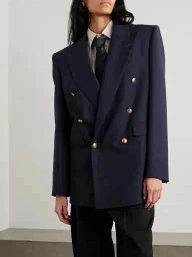 Saint Laurent Oversized Double-breasted Grain De Poudre Wool Blazer | Thumbnail 3 Saint Laurent Oversized Double-breasted Grain De Poudre Wool Blazer | Thumbnail 3