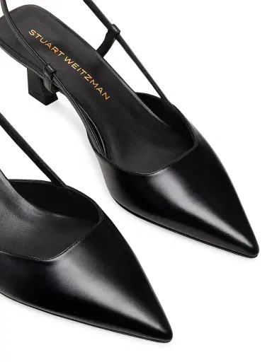 Stuart Weitzman Women's Vinnie 50MM Leather Slingback Pumps - Black | Thumbnail 4 Stuart Weitzman Women's Vinnie 50MM Leather Slingback Pumps - Black | Thumbnail 4