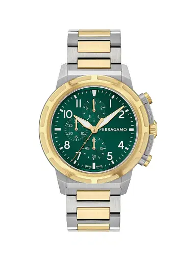 FERRAGAMO Men's Two-Tone Stainless Steel Chronograph Watch/44MM - Two Tone Green | Thumbnail 1 FERRAGAMO Men's Two-Tone Stainless Steel Chronograph Watch/44MM - Two Tone Green | Thumbnail 1