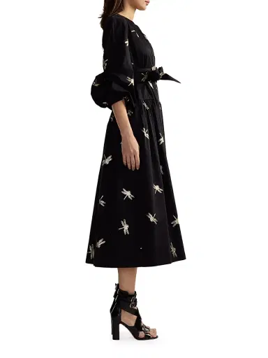 Cynthia Rowley Women's Dragonfly Cotton Sateen Maxi Shirtdress - Black Gold | Thumbnail 2 Cynthia Rowley Women's Dragonfly Cotton Sateen Maxi Shirtdress - Black Gold | Thumbnail 2