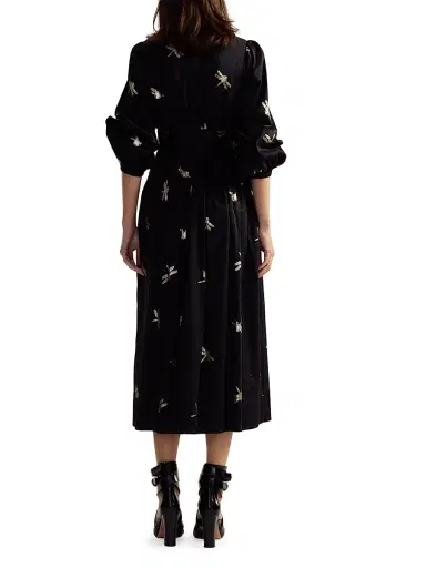 Cynthia Rowley Women's Dragonfly Cotton Sateen Maxi Shirtdress - Black Gold | Thumbnail 3 Cynthia Rowley Women's Dragonfly Cotton Sateen Maxi Shirtdress - Black Gold | Thumbnail 3