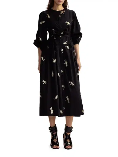 Cynthia Rowley Women's Dragonfly Cotton Sateen Maxi Shirtdress - Black Gold | Thumbnail 1 Cynthia Rowley Women's Dragonfly Cotton Sateen Maxi Shirtdress - Black Gold | Thumbnail 1