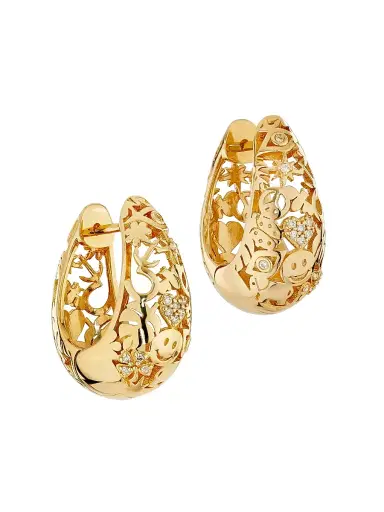 Sydney Evan Women's Icon Wallpaper 14K Yellow Gold & 0.11 TCW Diamond Domed Huggie Earrings - Yellow Gold | Thumbnail 1 Sydney Evan Women's Icon Wallpaper 14K Yellow Gold & 0.11 TCW Diamond Domed Huggie Earrings - Yellow Gold | Thumbnail 1