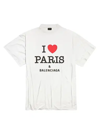 Balenciaga Men's I Love Paris Oversized T-Shirt - White | Thumbnail 1 Balenciaga Men's I Love Paris Oversized T-Shirt - White | Thumbnail 1