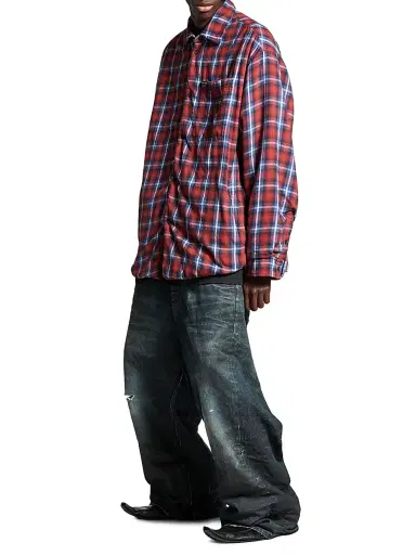 Balenciaga Men's Lined Shirt - Red Blue - Size XL | Thumbnail 6 Balenciaga Men's Lined Shirt - Red Blue - Size XL | Thumbnail 6