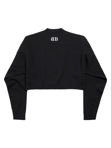 Balenciaga Women's Cropped Crewneck T-Shirt - Black White - Size Large | Thumbnail 2 Balenciaga Women's Cropped Crewneck T-Shirt - Black White - Size Large | Thumbnail 2