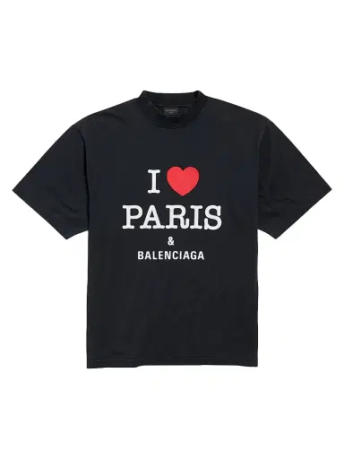 Balenciaga Women's I Love Paris Medium Fit T-Shirt - Black Faded | Thumbnail 1 Balenciaga Women's I Love Paris Medium Fit T-Shirt - Black Faded | Thumbnail 1