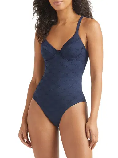 Vilebrequin Women's Turtle Monogram Jacquard One-Piece Swimsuit - Blue Marine Navy | Thumbnail 4 Vilebrequin Women's Turtle Monogram Jacquard One-Piece Swimsuit - Blue Marine Navy | Thumbnail 4