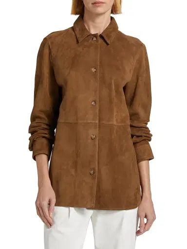 Toteme Women's Soft Suede Shirt - Tobacco | Thumbnail 3 Toteme Women's Soft Suede Shirt - Tobacco | Thumbnail 3