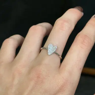 Wish Fine Jewelry 0.16ct Diamond 18K Heart Pave Gold Ring | Thumbnail 3 Wish Fine Jewelry 0.16ct Diamond 18K Heart Pave Gold Ring | Thumbnail 3