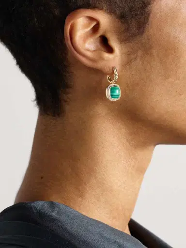 David Yurman Albion® 18-karat Gold, Malachite And Diamond Earrings | Thumbnail 2 David Yurman Albion® 18-karat Gold, Malachite And Diamond Earrings | Thumbnail 2