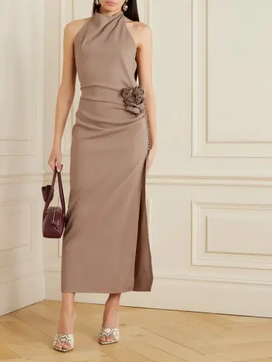 Magda Butrym Appliquéd Linen-blend Halterneck Maxi Dress | Thumbnail 2 Magda Butrym Appliquéd Linen-blend Halterneck Maxi Dress | Thumbnail 2