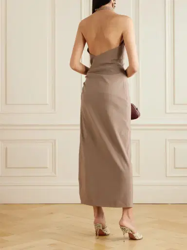 Magda Butrym Appliquéd Linen-blend Halterneck Maxi Dress | Thumbnail 3 Magda Butrym Appliquéd Linen-blend Halterneck Maxi Dress | Thumbnail 3