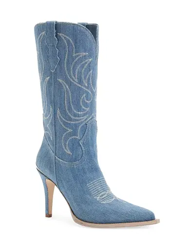 Partlow Women's Cherie 95MM Denim Mid-Calf Boots - Denim | Thumbnail 2 Partlow Women's Cherie 95MM Denim Mid-Calf Boots - Denim | Thumbnail 2
