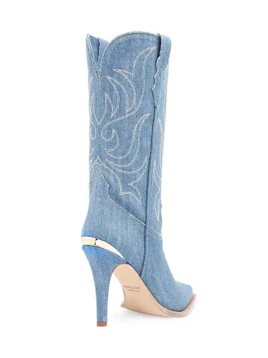 Partlow Women's Cherie 95MM Denim Mid-Calf Boots - Denim | Thumbnail 3 Partlow Women's Cherie 95MM Denim Mid-Calf Boots - Denim | Thumbnail 3