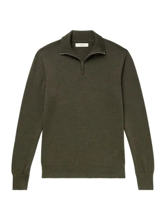 Linton Logo-Embroidered Wool Half-Zip Sweater - Men Linton Logo-Embroidered Wool Half-Zip Sweater - Men