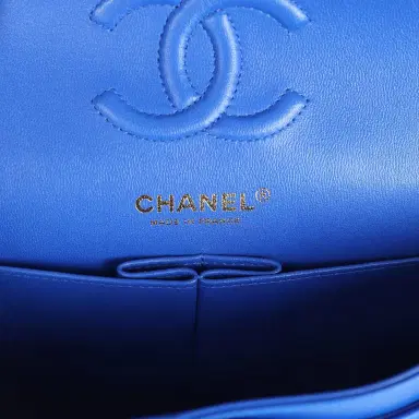 Chanel Chanel Small Classic Double Flap Blue Chevron Caviar Light Gold Hardware | Thumbnail 8 Chanel Chanel Small Classic Double Flap Blue Chevron Caviar Light Gold Hardware | Thumbnail 8