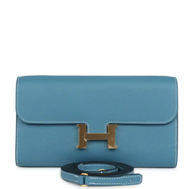 Hermes Constance Wallet To Go Blue Jean Evercolor Gold Hardware Hermes Constance Wallet To Go Blue Jean Evercolor Gold Hardware