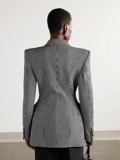 Balenciaga Hourglass Houndstooth Double-breasted Wool Blazer | Thumbnail 4 Balenciaga Hourglass Houndstooth Double-breasted Wool Blazer | Thumbnail 4