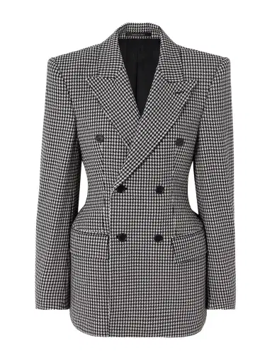 Balenciaga Hourglass Houndstooth Double-breasted Wool Blazer | Thumbnail 1 Balenciaga Hourglass Houndstooth Double-breasted Wool Blazer | Thumbnail 1