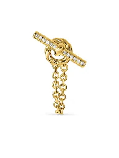 David Yurman Women's DY Mercer Petite Toggle Chain Stud Earrings in 18K Yellow Gold with Diamonds, 38.2MM - Gold | Thumbnail 4 David Yurman Women's DY Mercer Petite Toggle Chain Stud Earrings in 18K Yellow Gold with Diamonds, 38.2MM - Gold | Thumbnail 4