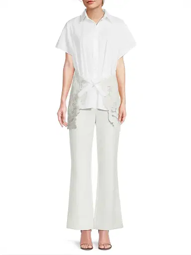 Natori Women's Kumo Appliqué Lace Wrap Shirt - White - Size XL | Thumbnail 2 Natori Women's Kumo Appliqué Lace Wrap Shirt - White - Size XL | Thumbnail 2