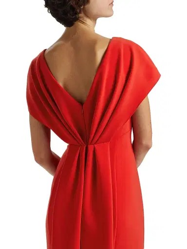 Amsale Women's Crêpe V-Neck Mermaid Gown - Persimmon | Thumbnail 6 Amsale Women's Crêpe V-Neck Mermaid Gown - Persimmon | Thumbnail 6
