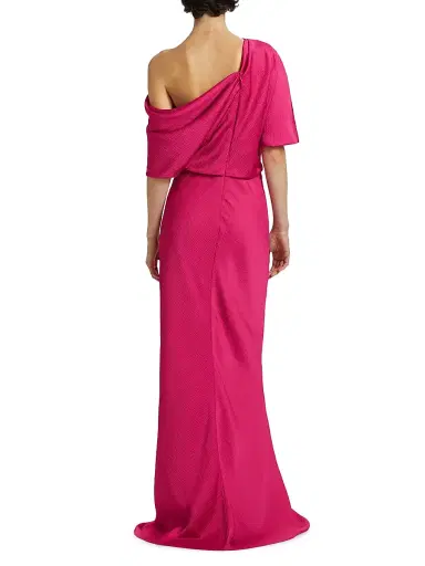 Amsale Women's Satin Draped One-Shoulder Column Gown - Magenta | Thumbnail 5 Amsale Women's Satin Draped One-Shoulder Column Gown - Magenta | Thumbnail 5