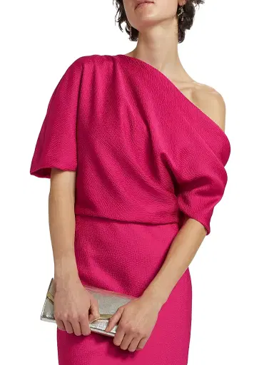 Amsale Women's Satin Draped One-Shoulder Column Gown - Magenta | Thumbnail 6 Amsale Women's Satin Draped One-Shoulder Column Gown - Magenta | Thumbnail 6