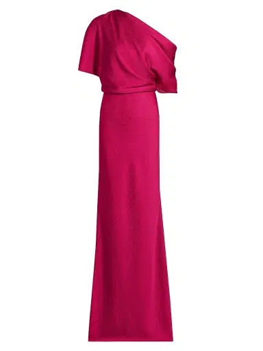 Amsale Women's Satin Draped One-Shoulder Column Gown - Magenta | Thumbnail 1 Amsale Women's Satin Draped One-Shoulder Column Gown - Magenta | Thumbnail 1
