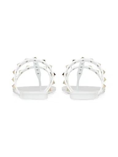 Valentino Garavani Women's Rockstud Flat Rubber Sandals - White | Thumbnail 3 Valentino Garavani Women's Rockstud Flat Rubber Sandals - White | Thumbnail 3