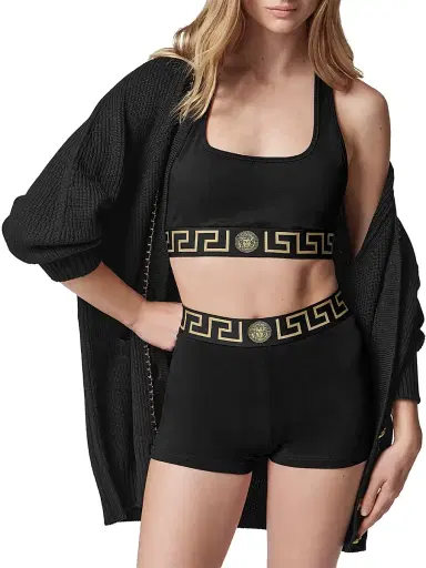 Versace Women's Greek Key Sports Bra - Black - Size XL | Thumbnail 3 Versace Women's Greek Key Sports Bra - Black - Size XL | Thumbnail 3