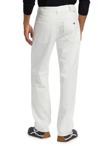 Emporio Armani Men's Five-Pocket Straight-Leg Pants - White | Thumbnail 5 Emporio Armani Men's Five-Pocket Straight-Leg Pants - White | Thumbnail 5