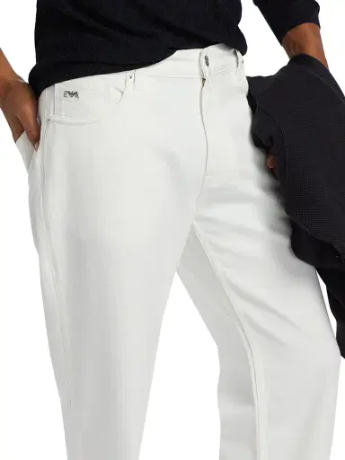 Emporio Armani Men's Five-Pocket Straight-Leg Pants - White | Thumbnail 6 Emporio Armani Men's Five-Pocket Straight-Leg Pants - White | Thumbnail 6