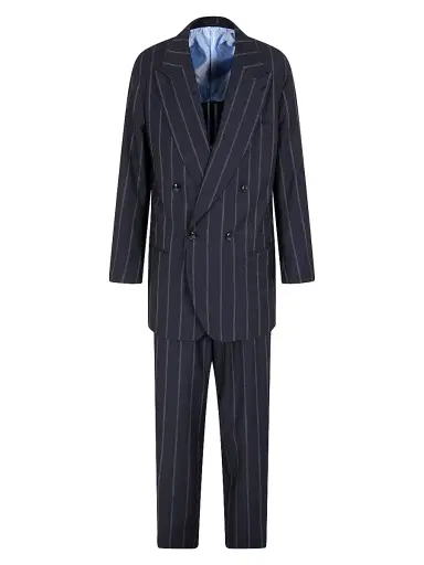 Giorgio Armani Men's Fashion Pinstripe Virgin Wool Suit - Navy - Size 44 | Thumbnail 2 Giorgio Armani Men's Fashion Pinstripe Virgin Wool Suit - Navy - Size 44 | Thumbnail 2