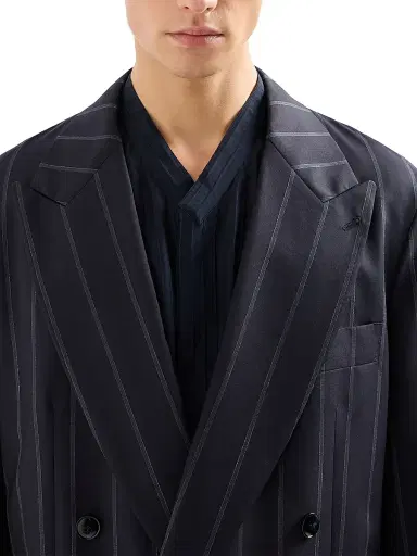Giorgio Armani Men's Fashion Pinstripe Virgin Wool Suit - Navy - Size 44 | Thumbnail 6 Giorgio Armani Men's Fashion Pinstripe Virgin Wool Suit - Navy - Size 44 | Thumbnail 6