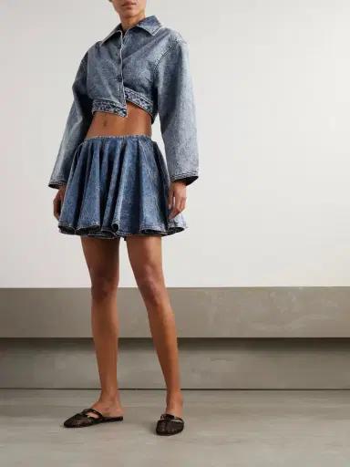 Alaïa Cropped Asymmetric Denim Jacket | Thumbnail 2 Alaïa Cropped Asymmetric Denim Jacket | Thumbnail 2