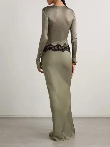 Christopher Esber Cutout Twist-front Lace-trimmed Ribbed-knit And Crepe Gown | Thumbnail 3 Christopher Esber Cutout Twist-front Lace-trimmed Ribbed-knit And Crepe Gown | Thumbnail 3