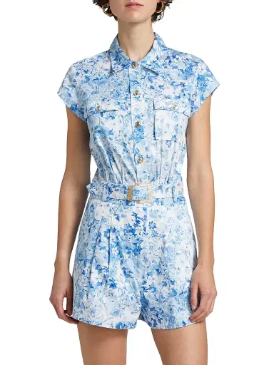 Generation Love Women's Morgan Floral Poplin Romper - Zesty Floral White Blue | Thumbnail 3 Generation Love Women's Morgan Floral Poplin Romper - Zesty Floral White Blue | Thumbnail 3