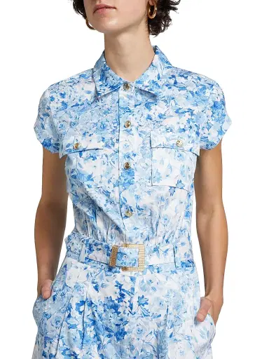 Generation Love Women's Morgan Floral Poplin Romper - Zesty Floral White Blue | Thumbnail 6 Generation Love Women's Morgan Floral Poplin Romper - Zesty Floral White Blue | Thumbnail 6