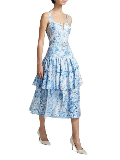 Generation Love Women's Celeste Floral Cotton Poplin Midi-Dress - Zesty Floral White Blue | Thumbnail 2 Generation Love Women's Celeste Floral Cotton Poplin Midi-Dress - Zesty Floral White Blue | Thumbnail 2