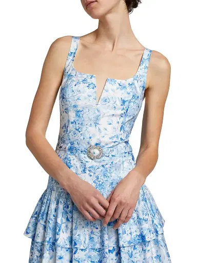 Generation Love Women's Celeste Floral Cotton Poplin Midi-Dress - Zesty Floral White Blue | Thumbnail 6 Generation Love Women's Celeste Floral Cotton Poplin Midi-Dress - Zesty Floral White Blue | Thumbnail 6