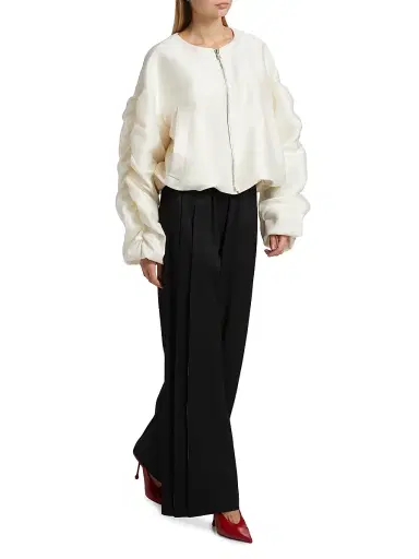 anOnlyChild Women's Just A Pinch Contrast-Stripe Darliston Wool Pants - Black White - Size Large | Thumbnail 2 anOnlyChild Women's Just A Pinch Contrast-Stripe Darliston Wool Pants - Black White - Size Large | Thumbnail 2